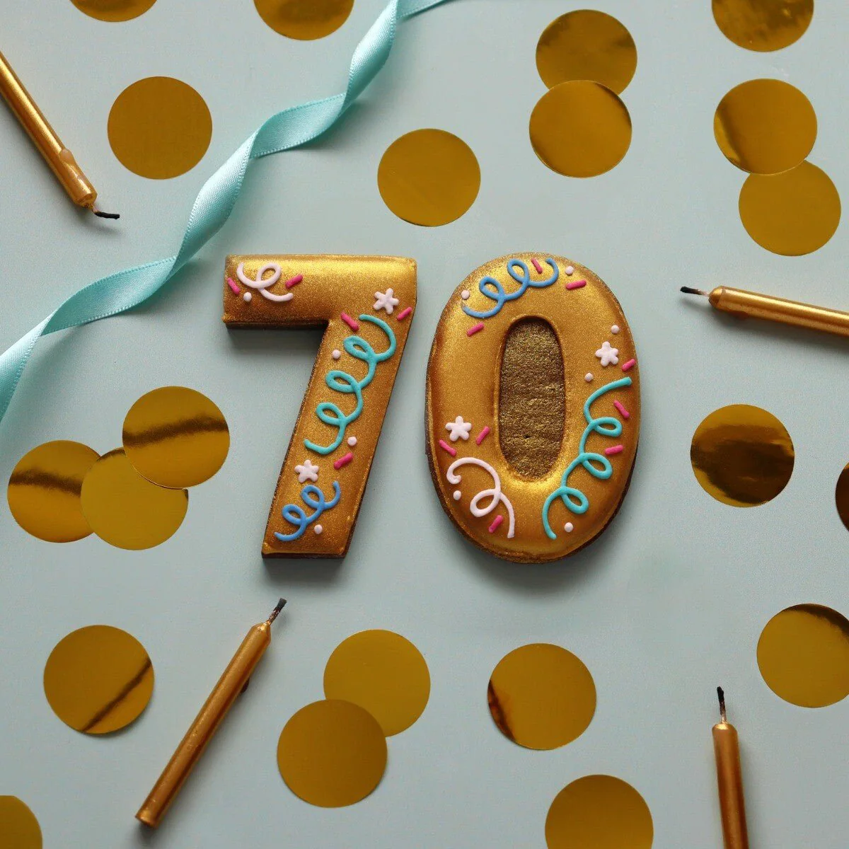 70th Birthday Milestone Letterbox Biscuit - Image 2