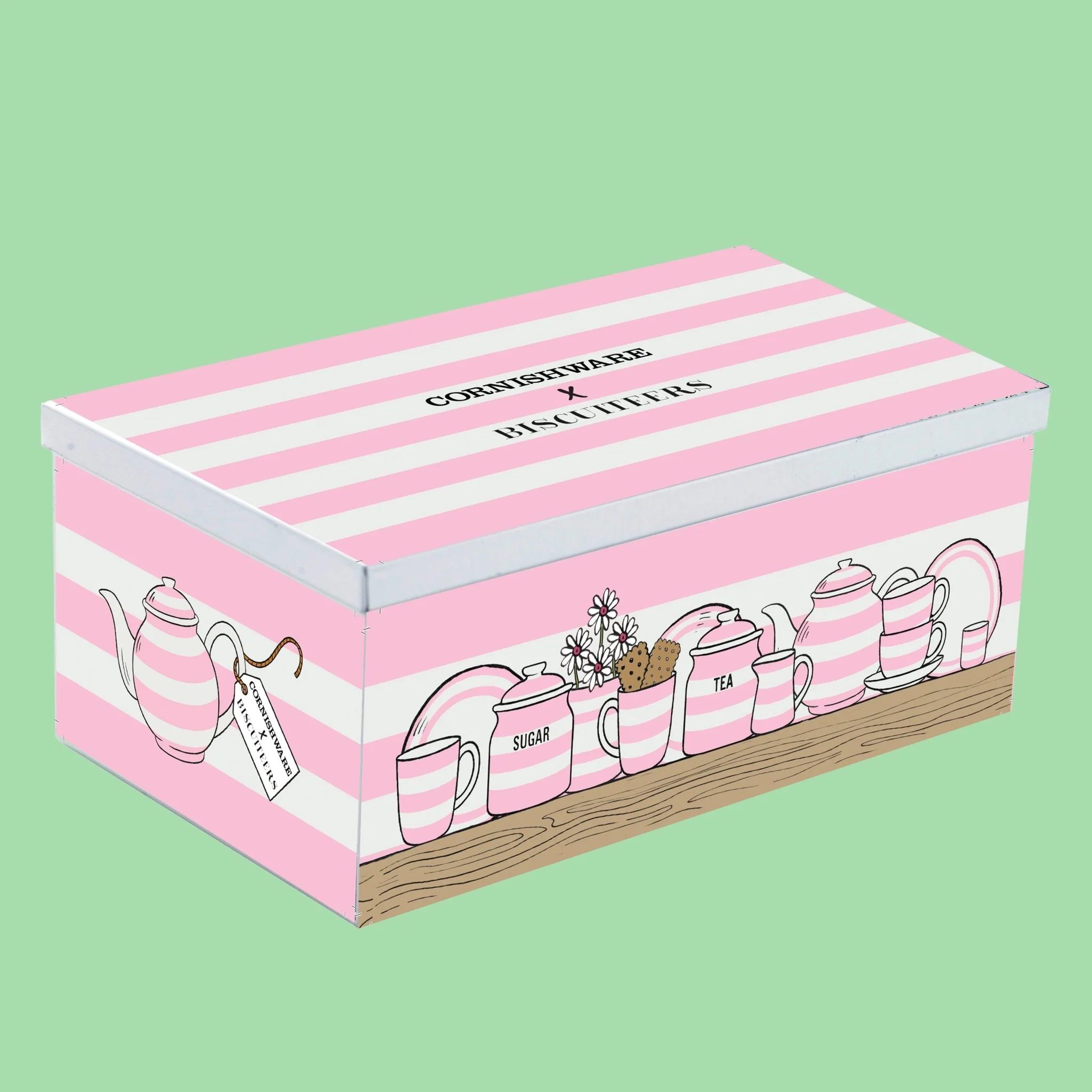Biscuiteers x Cornishware Time for Tea Biscuit Tin - Image 4