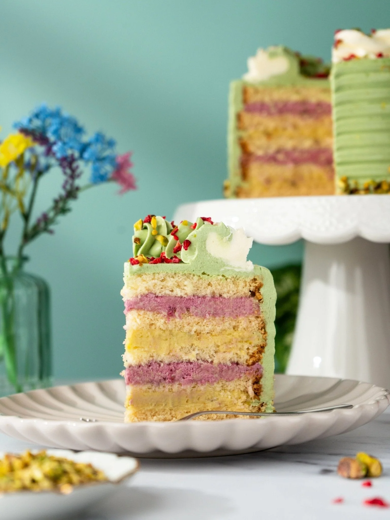 Patisserie Valerie Pistachio and Raspberry Delight Cake - Image 5